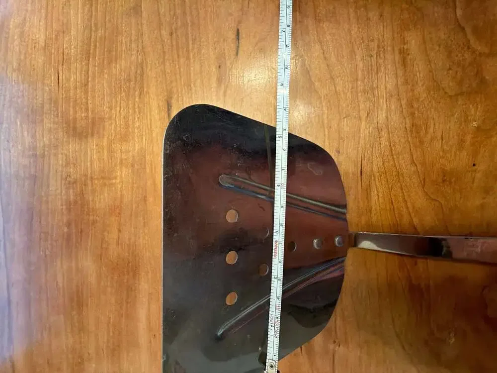 Vintage Robinson Stainless Slotted Short Spatula Turner Wood Handle USA 12